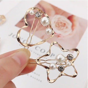 fashion geometric alloy plating artificial pearls hair clip 1 set