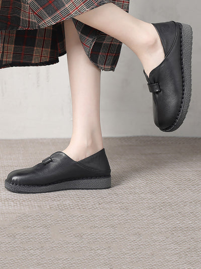 Women Casual Summer Genuine Leather Flat Shoes