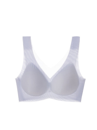 Women Artsy Summer Pure Color Satin Seamless Bra