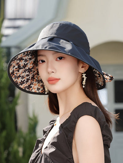 Women Summer Artsy Floral Bowknot Sunproof Hat