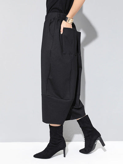 Cool Wide Leg Loose Solid Color Casual Three-Quarter Pants Bottoms