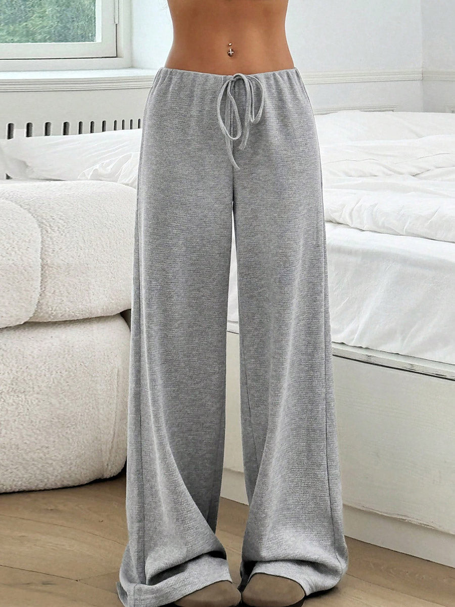 Elasticated Waist High Waisted Contrast Color Drawstring Split-Joint Striped Pants