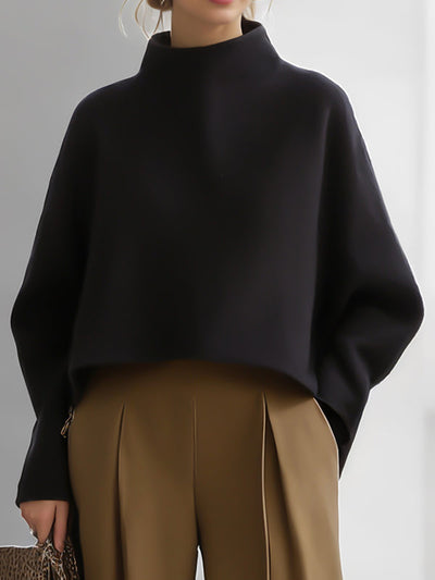 Long Sleeves Solid Color Split-Joint Round-Neck Sweatershirt