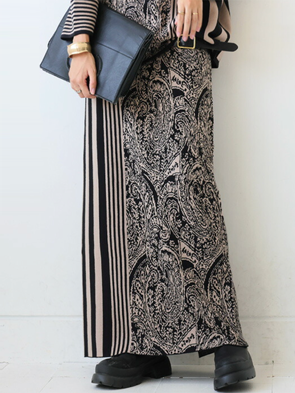 Column Striped Knitting Skirts Bottoms