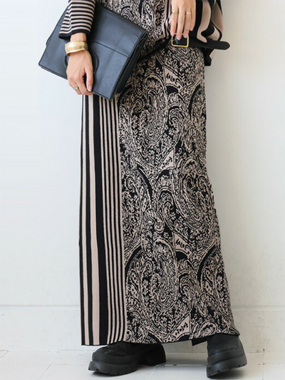 Column Striped Knitting Skirts Bottoms