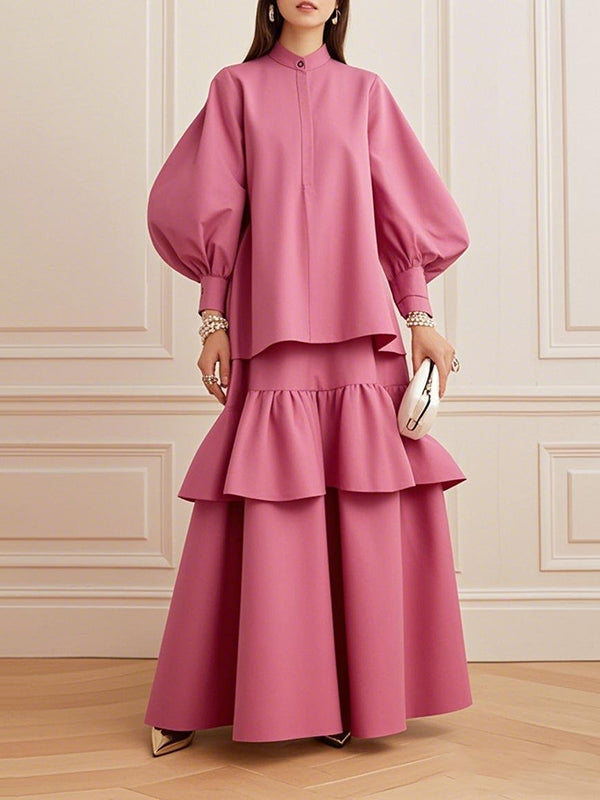 A-Line Pleated Solid Color Split-Joint Skirts