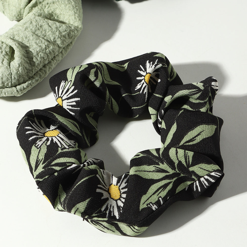 sunflower leaf pattern hair scrunchies hair accessory