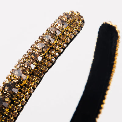 new fashion wild hairband multi-layer glass drill full diamond gold velvet fashion thin-edged headband