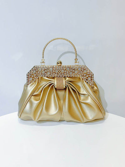 Chains Pleated Rhine Stones Split-Joint Evening Bags & Clutches Handbags
