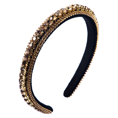 new fashion wild hairband multi-layer glass drill full diamond gold velvet fashion thin-edged headband