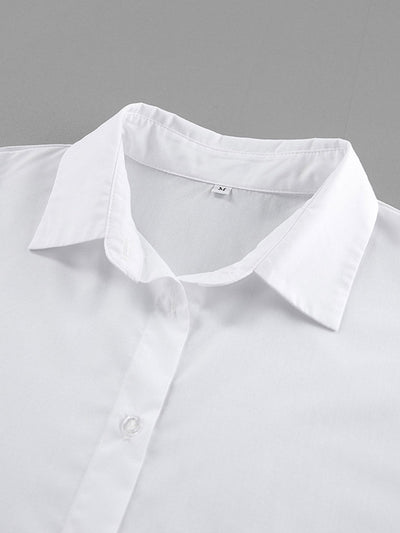 Flared Sleeves Long Sleeves Buttoned Pleated Solid Color Split-Joint Lapel Blouses&Shirts Tops