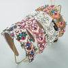 baroque silver diamond flower geometric inlaid pearl wide headband