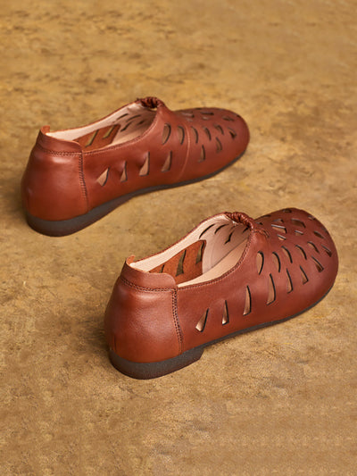 Women Summer Casual Leather Hollow Out Shoes