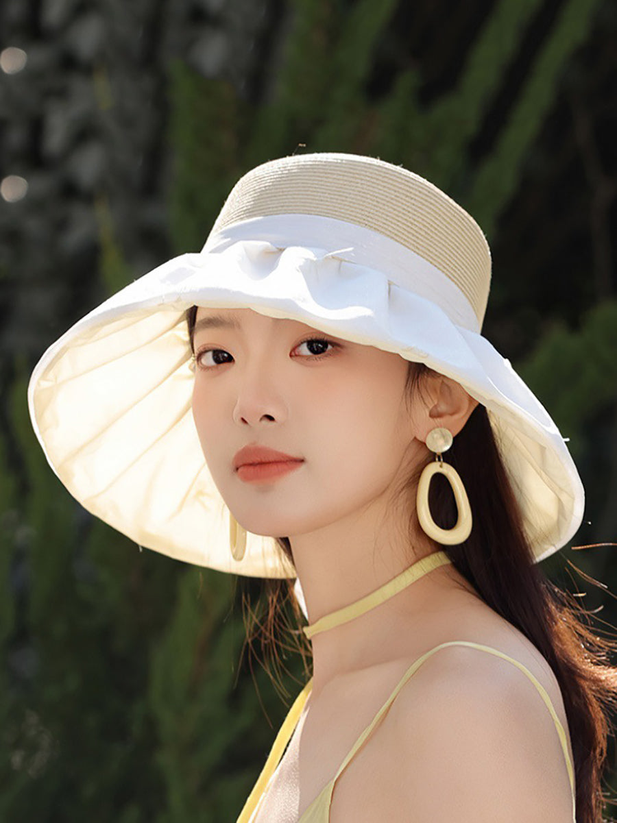 Women Summer Sunproof Straw Spliced Hat