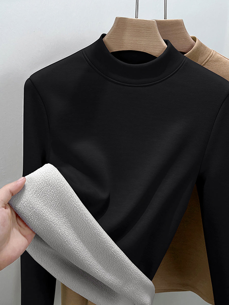 Women Autumn Casual Warm Half-Turtleneck Base Blouse