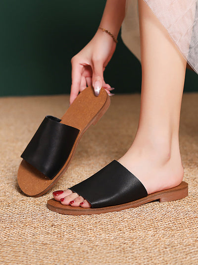 Women Casual Summer Leather Slippers
