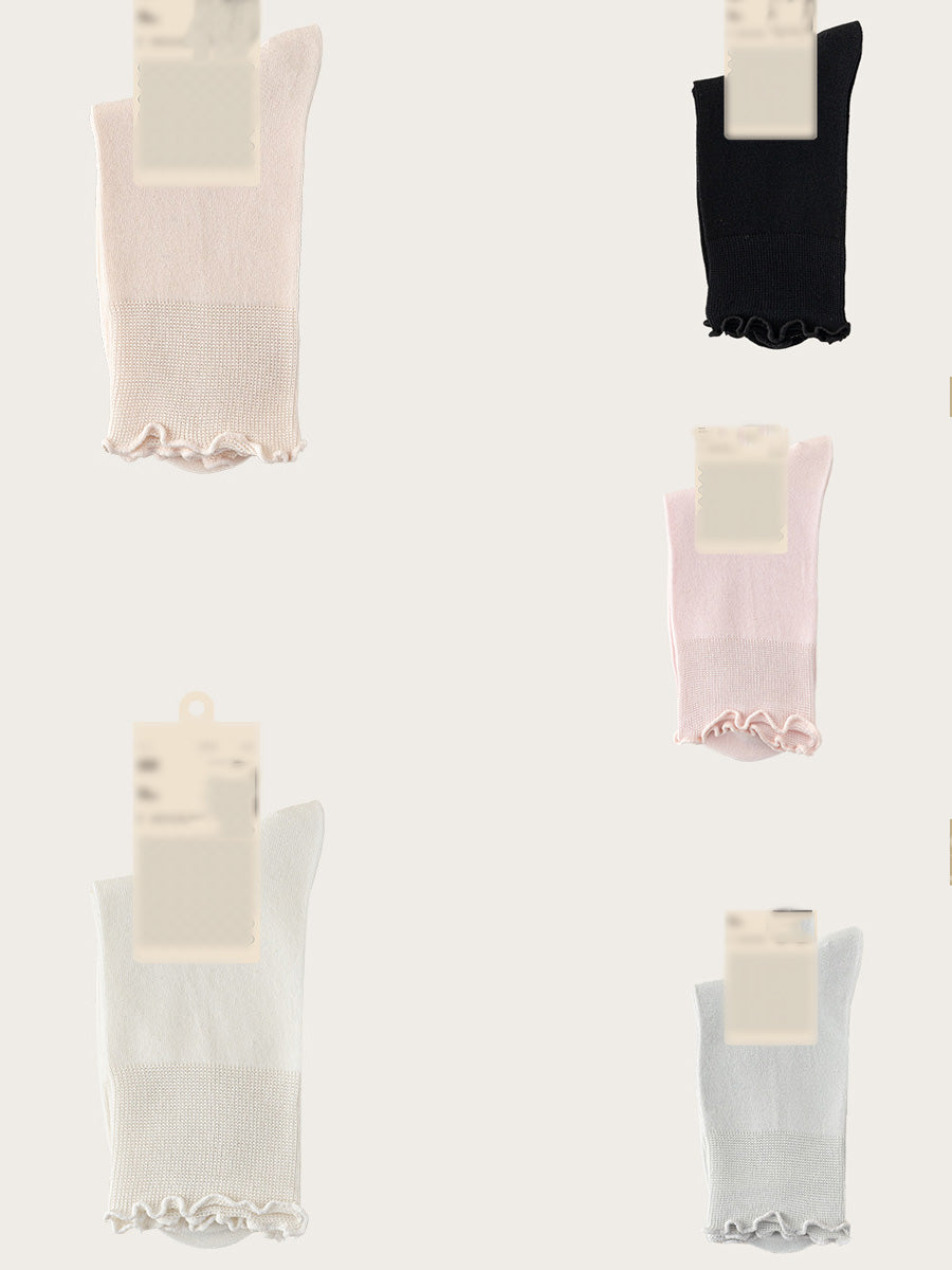 5 Pairs Women Summer Pure Color Cotton Socks