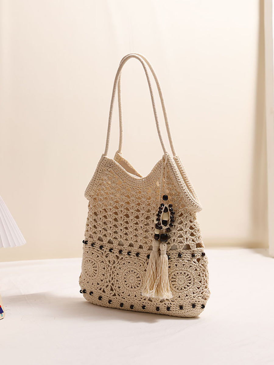Women Vintage Cotton Weave Shoulder Bag Beach Bag