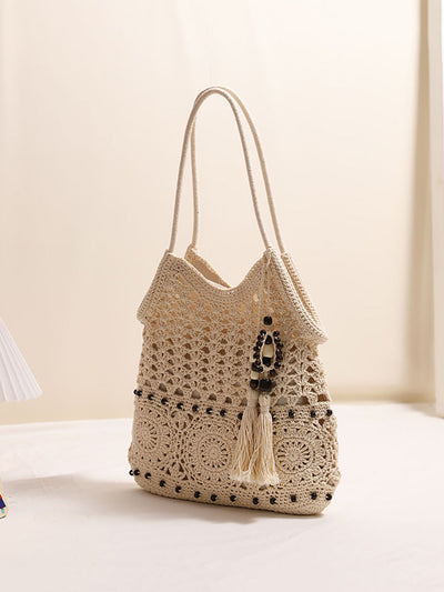 Women Vintage Cotton Weave Shoulder Bag Beach Bag