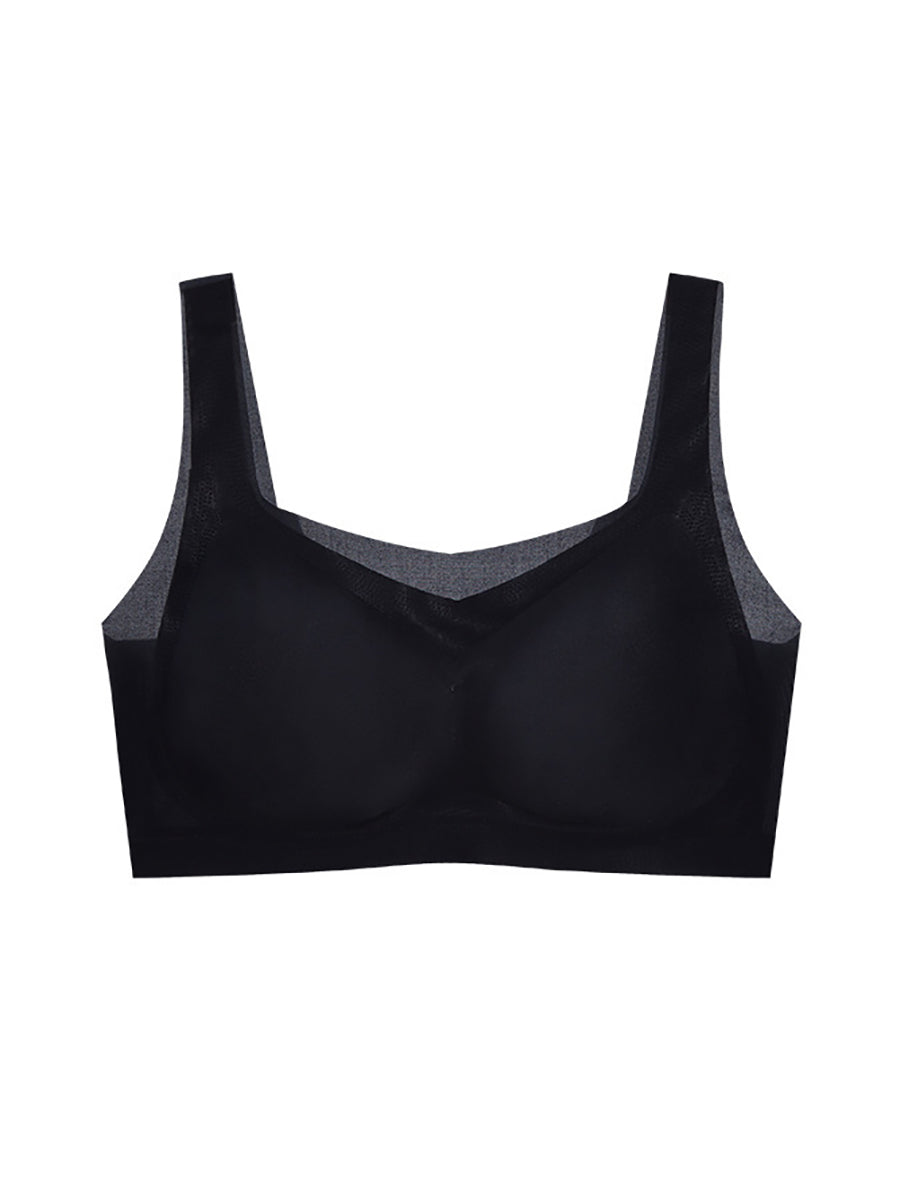 Women Summer Casual Satin Pure Color Seamless Bra