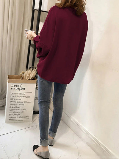 Casual Long Sleeves Loose Solid Color V-Neck Blouses&Shirts Tops