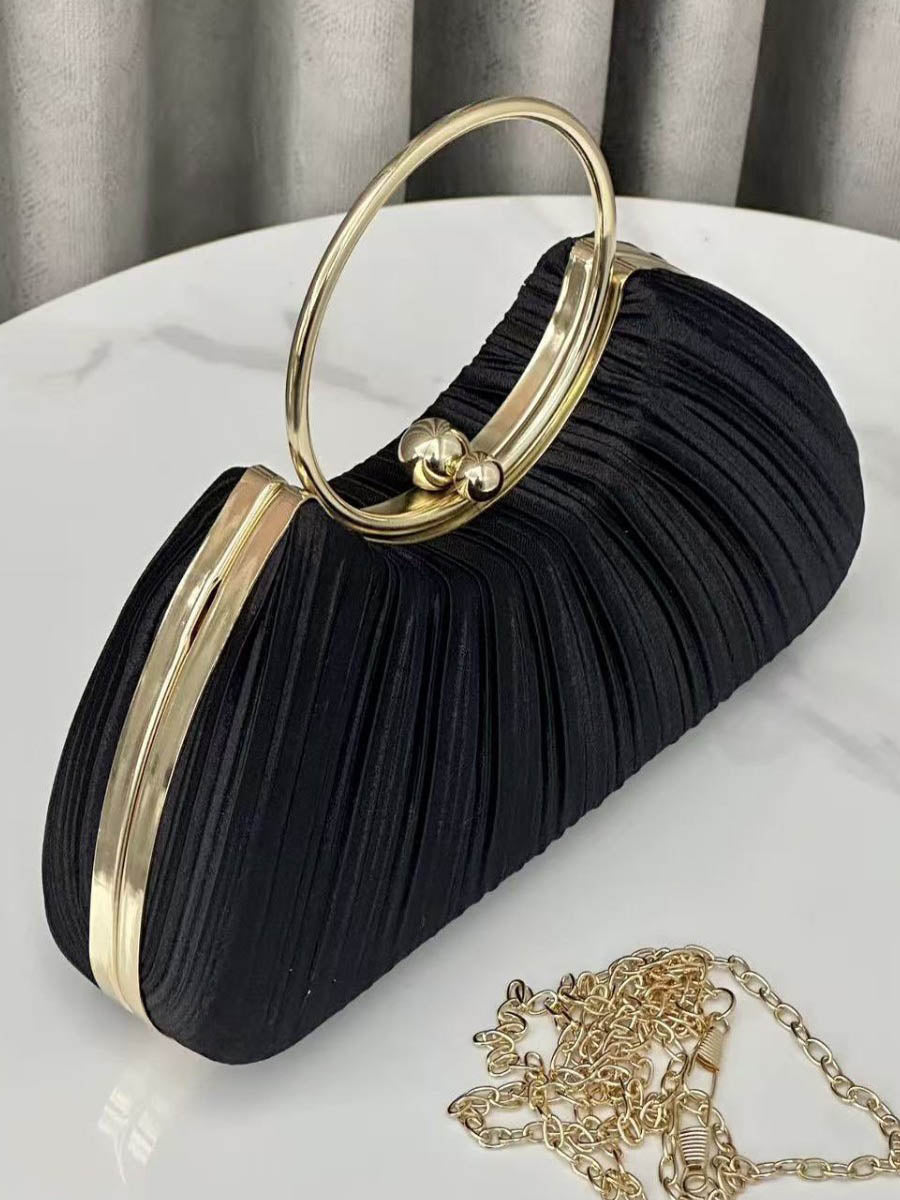 Chains Lock Pleated Crossbody Bags Evening Bags & Clutches