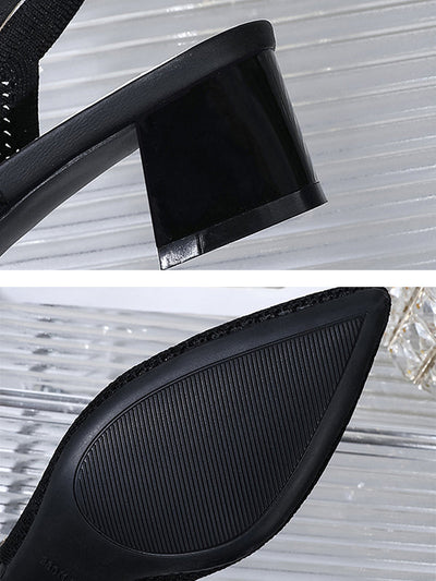 Belt Buckle Hollow Pointed-Toe Split-Joint Pumps Sandals Slider Sandals