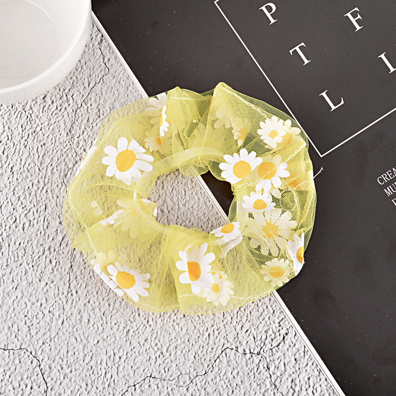 korean simple mesh daisy hair scrunchies