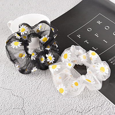 korean simple mesh daisy hair scrunchies