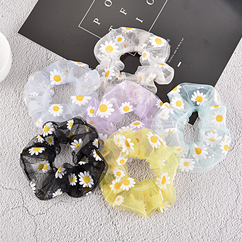 korean simple mesh daisy hair scrunchies