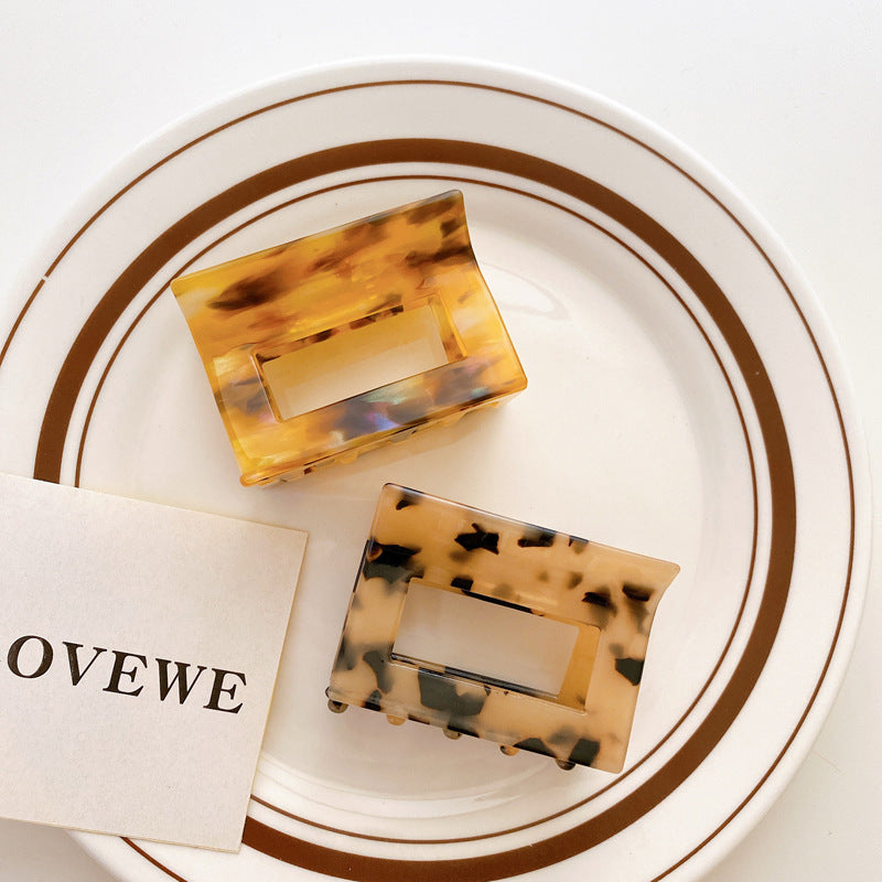 korean acetate plate hair accessories square hollow grab clip female