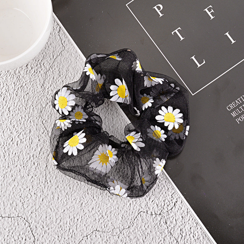 korean simple mesh daisy hair scrunchies
