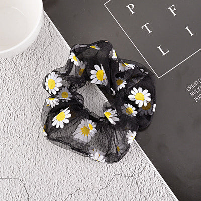 korean simple mesh daisy hair scrunchies
