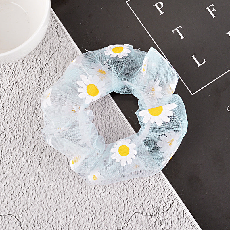 korean simple mesh daisy hair scrunchies