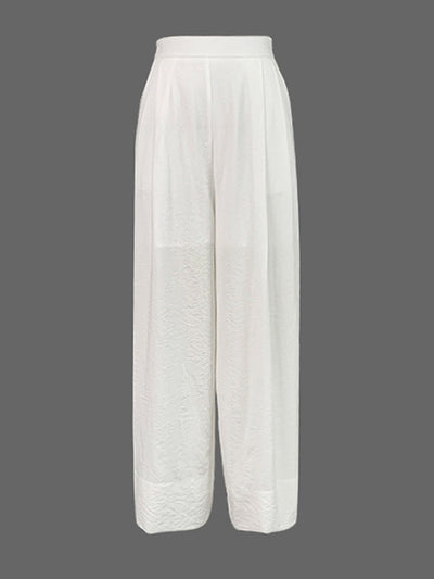 High Waisted Loose Elasticity Solid Color Split-Joint Pants Trousers