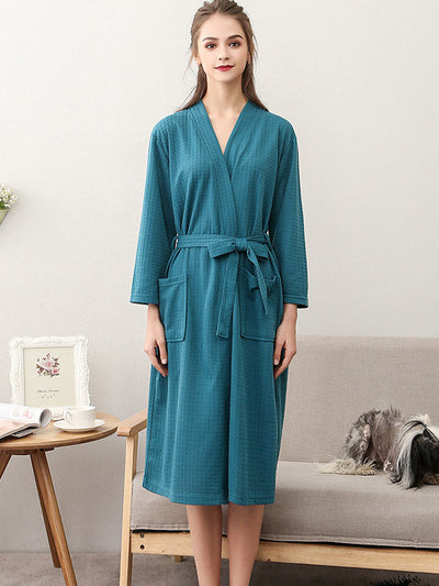 Comfortable Solid Bandage Thin Pajama Robe
