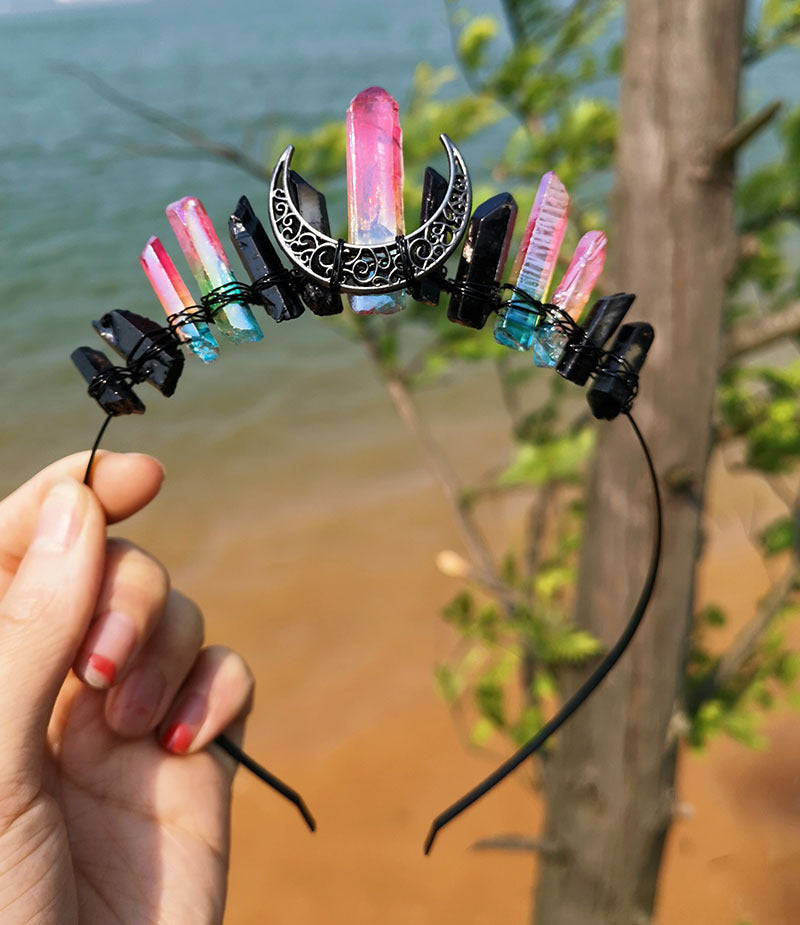 retro geometric moon crystal hair band 1 piece