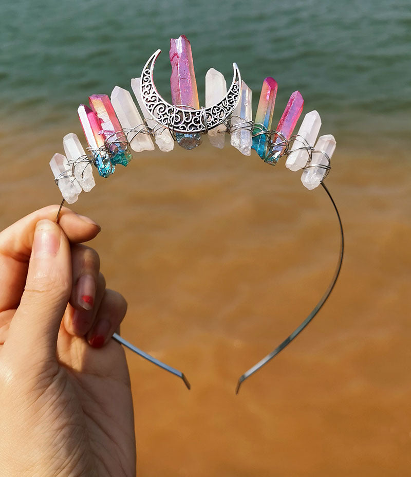 retro geometric moon crystal hair band 1 piece