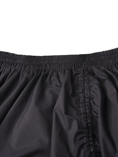 A-Line Elasticated Waist Asymmetric Drawstring Pleated Solid Color Skirts Bottoms