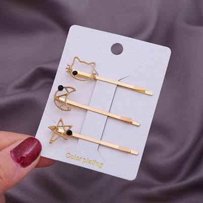 sweet geometric alloy plating rhinestones hair clip 1 set