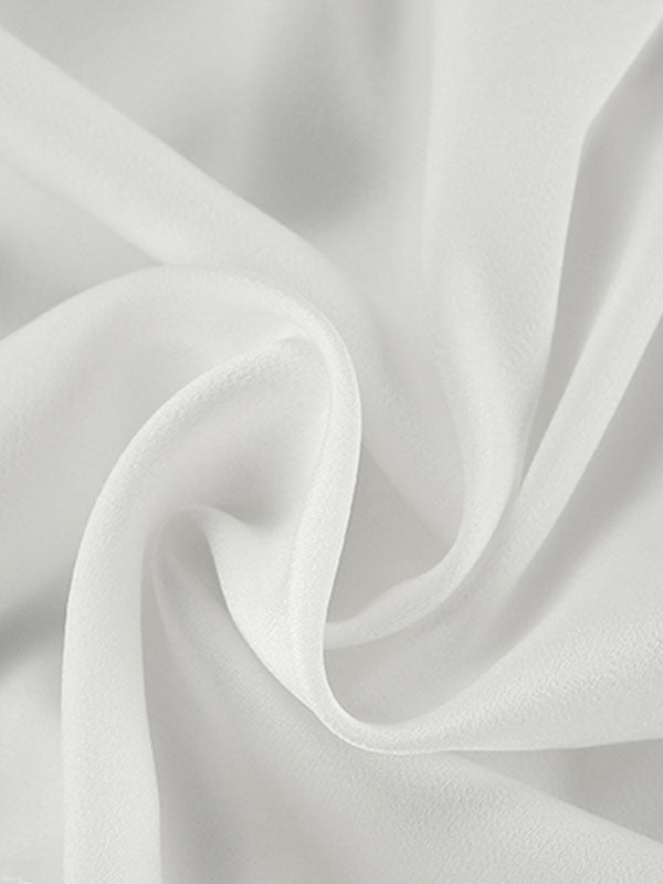 Loose Puff Sleeves Elasticity Pleated Solid Color Split-Joint V-Neck Blouses&Shirts Tops