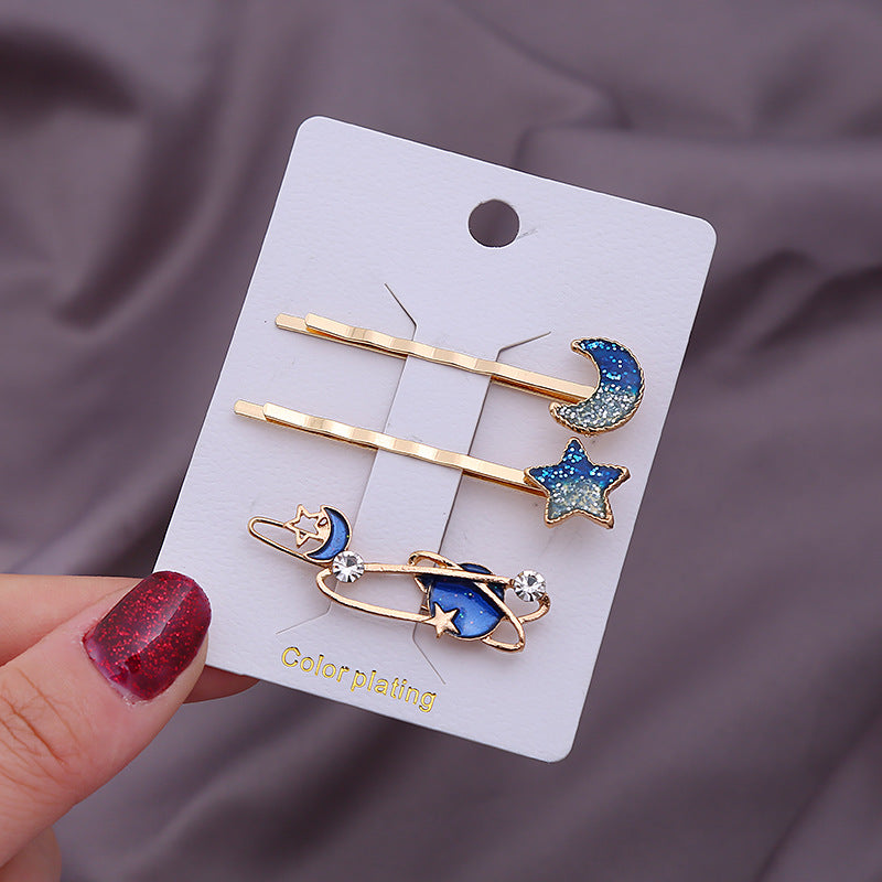 sweet geometric alloy plating rhinestones hair clip 1 set