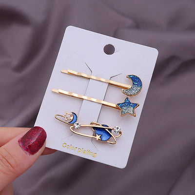 sweet geometric alloy plating rhinestones hair clip 1 set