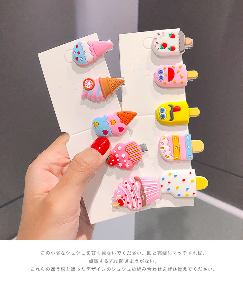 super cute cream ice cream children hairpin girl baby hair duckbill clip small clip hairpin jewelry