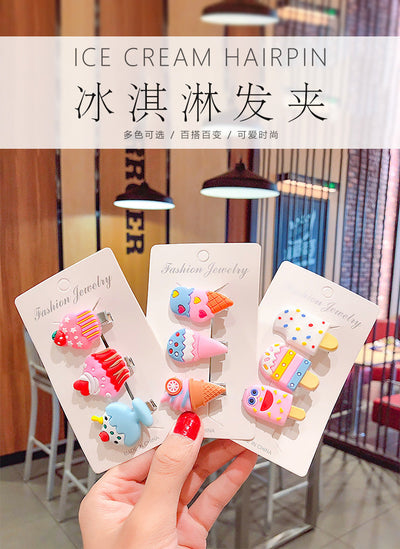 super cute cream ice cream children hairpin girl baby hair duckbill clip small clip hairpin jewelry