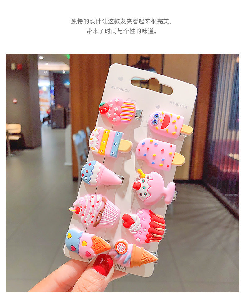 super cute cream ice cream children hairpin girl baby hair duckbill clip small clip hairpin jewelry