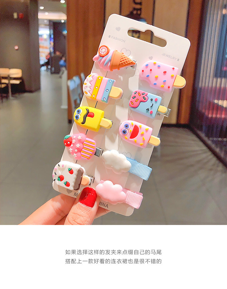 super cute cream ice cream children hairpin girl baby hair duckbill clip small clip hairpin jewelry