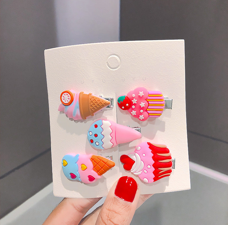 super cute cream ice cream children hairpin girl baby hair duckbill clip small clip hairpin jewelry