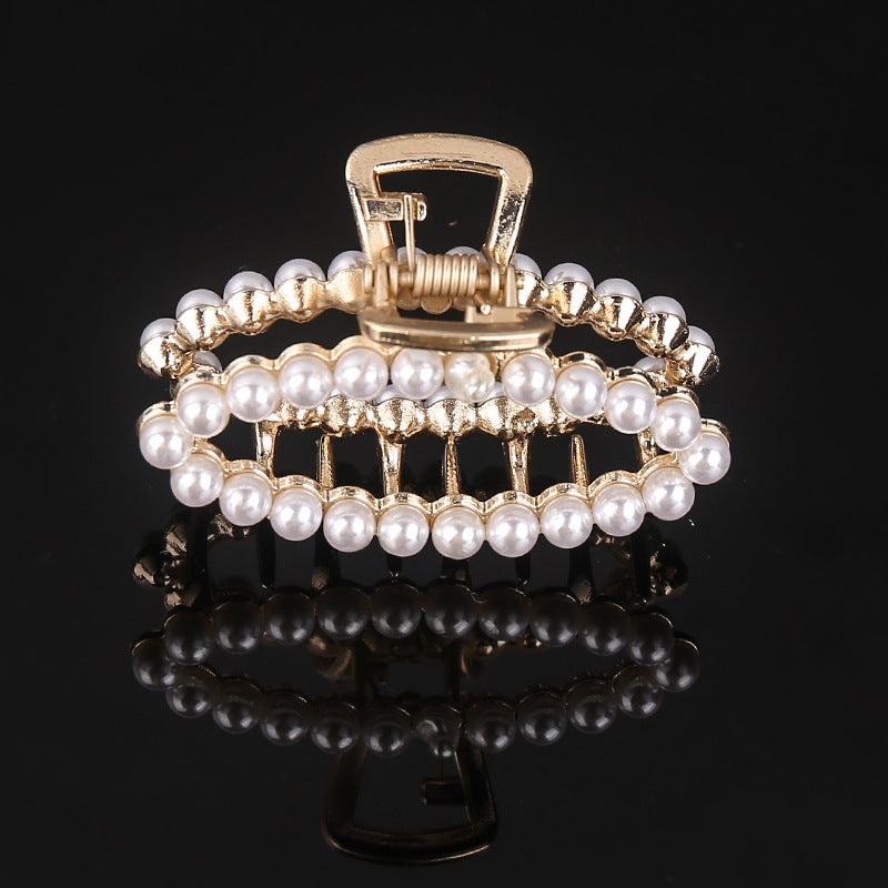 simple style solid color alloy inlay rhinestones hair claws 1 piece