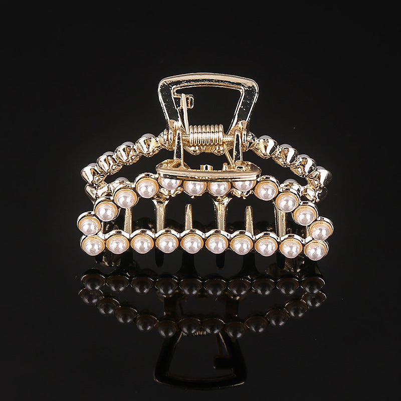 simple style solid color alloy inlay rhinestones hair claws 1 piece